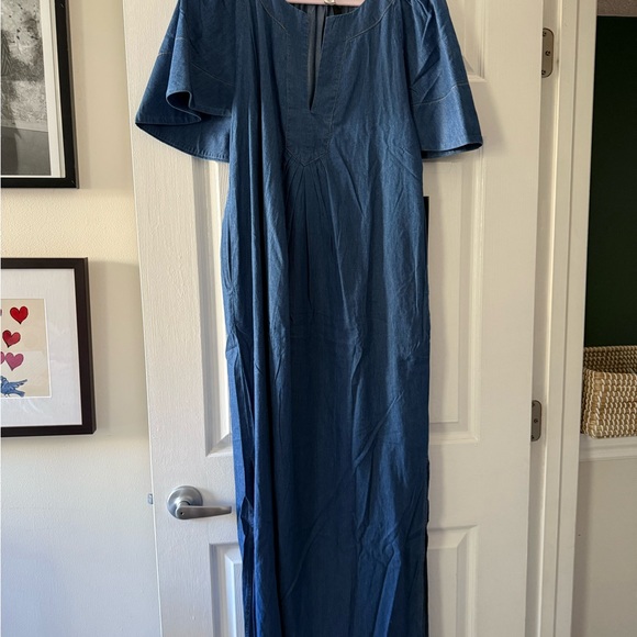 NWT - Tuckernuck Pomander Place Denim Finley Flutter Sleeve Maxi - Picture 4 of 5